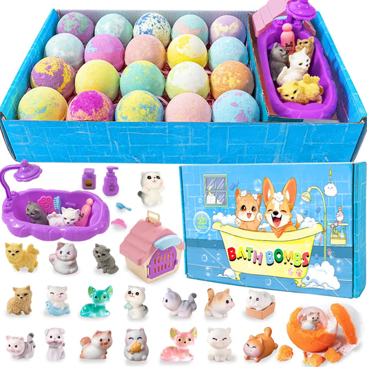 Kids Bath Bombs with Surprise Inside 20 Pack Kids Bath Bombs Gift Set Natural Organic Bubble Bath